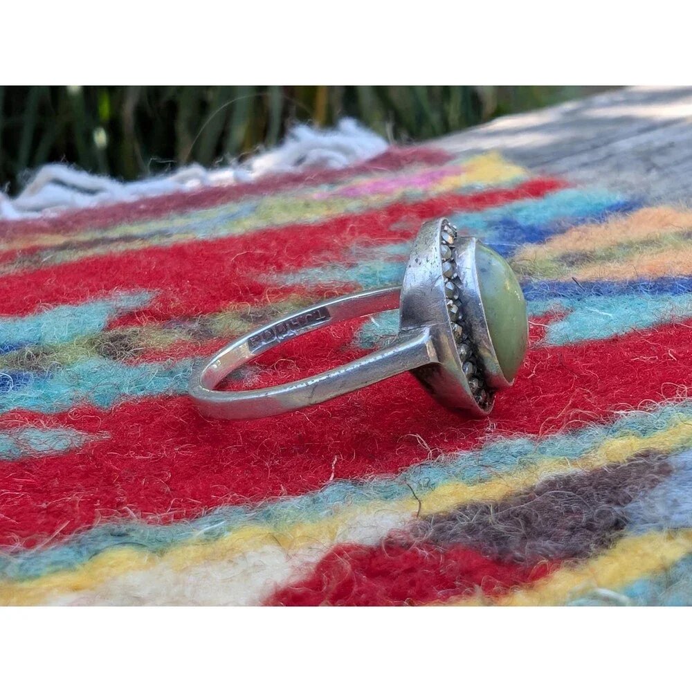 Sterling Irish Connemara Marble Ring; The Jewelry House Marcasite Ring